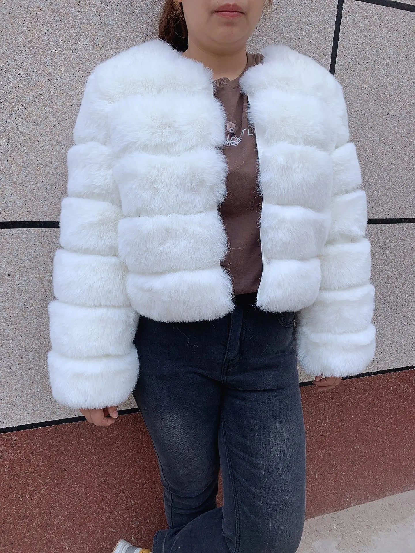 fox fur fluffy jacket