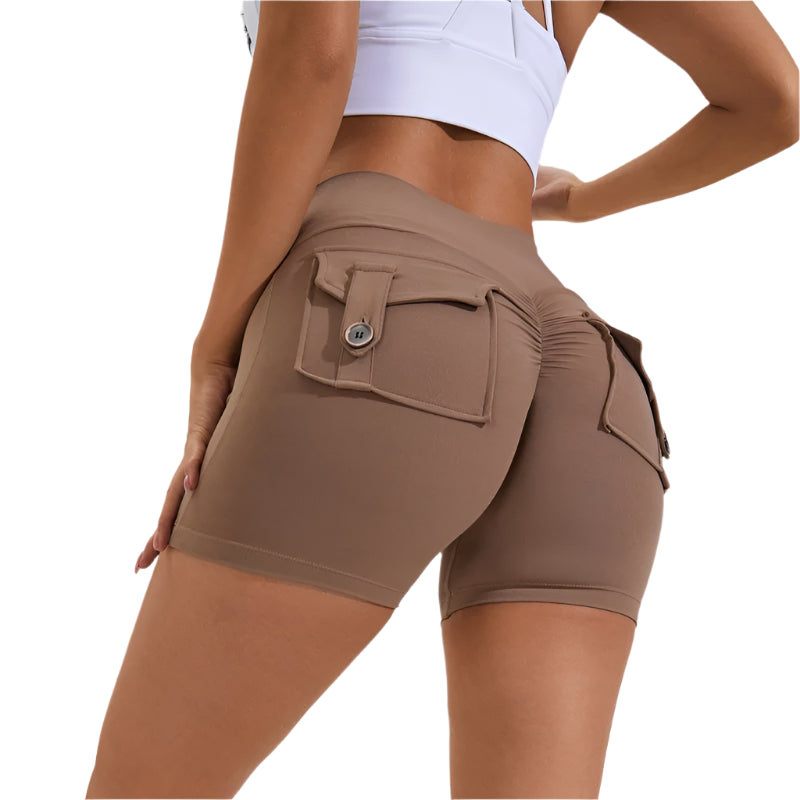 Scrunch Button Yoga Shorts