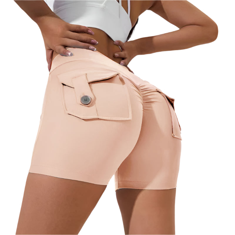 Scrunch Button Yoga Shorts