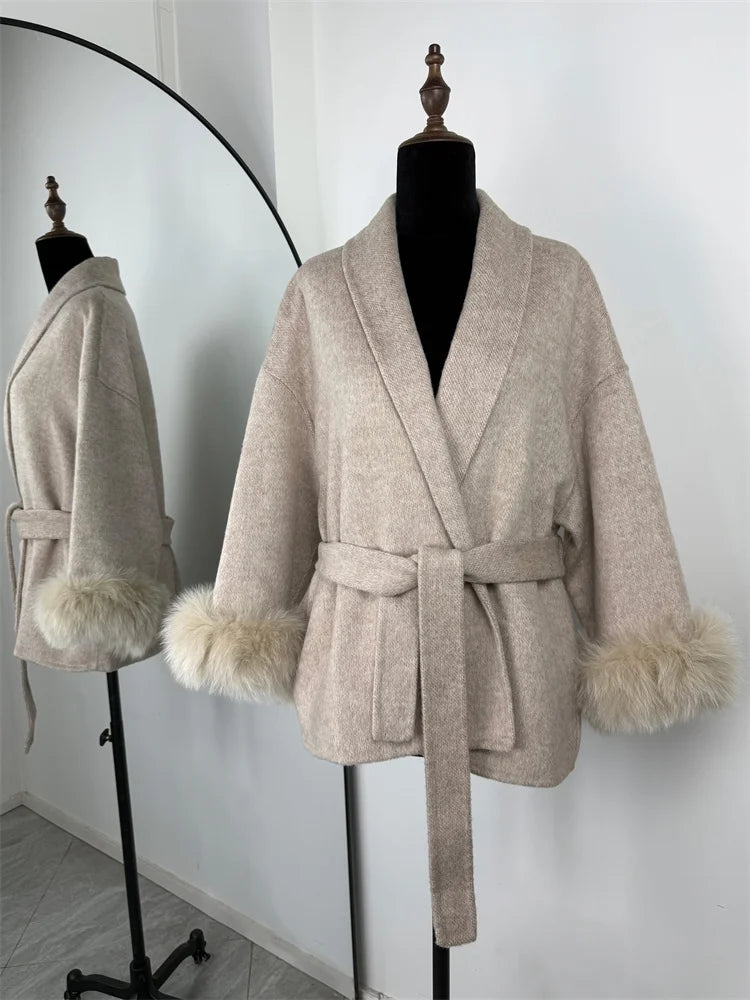 Tossy Fox Fur Wool Overcoat
