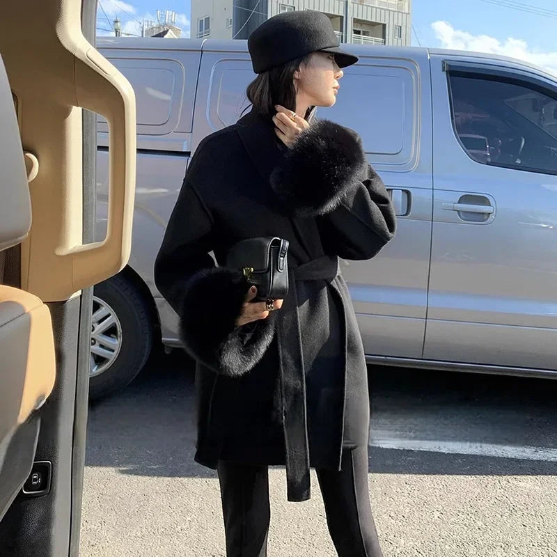 Tossy Fox Fur Wool Overcoat