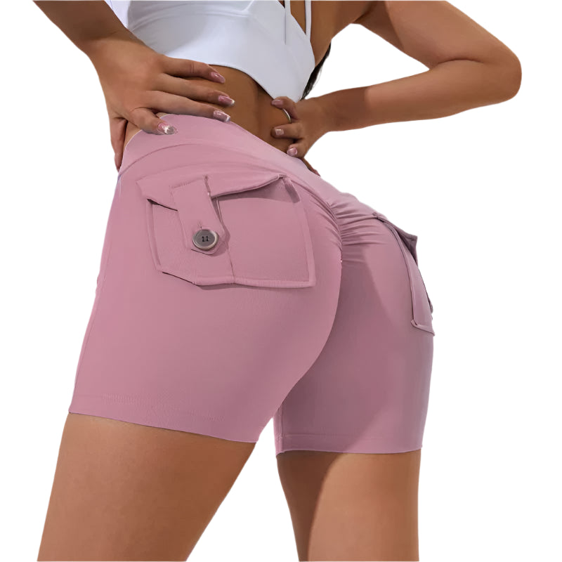 Scrunch Button Yoga Shorts