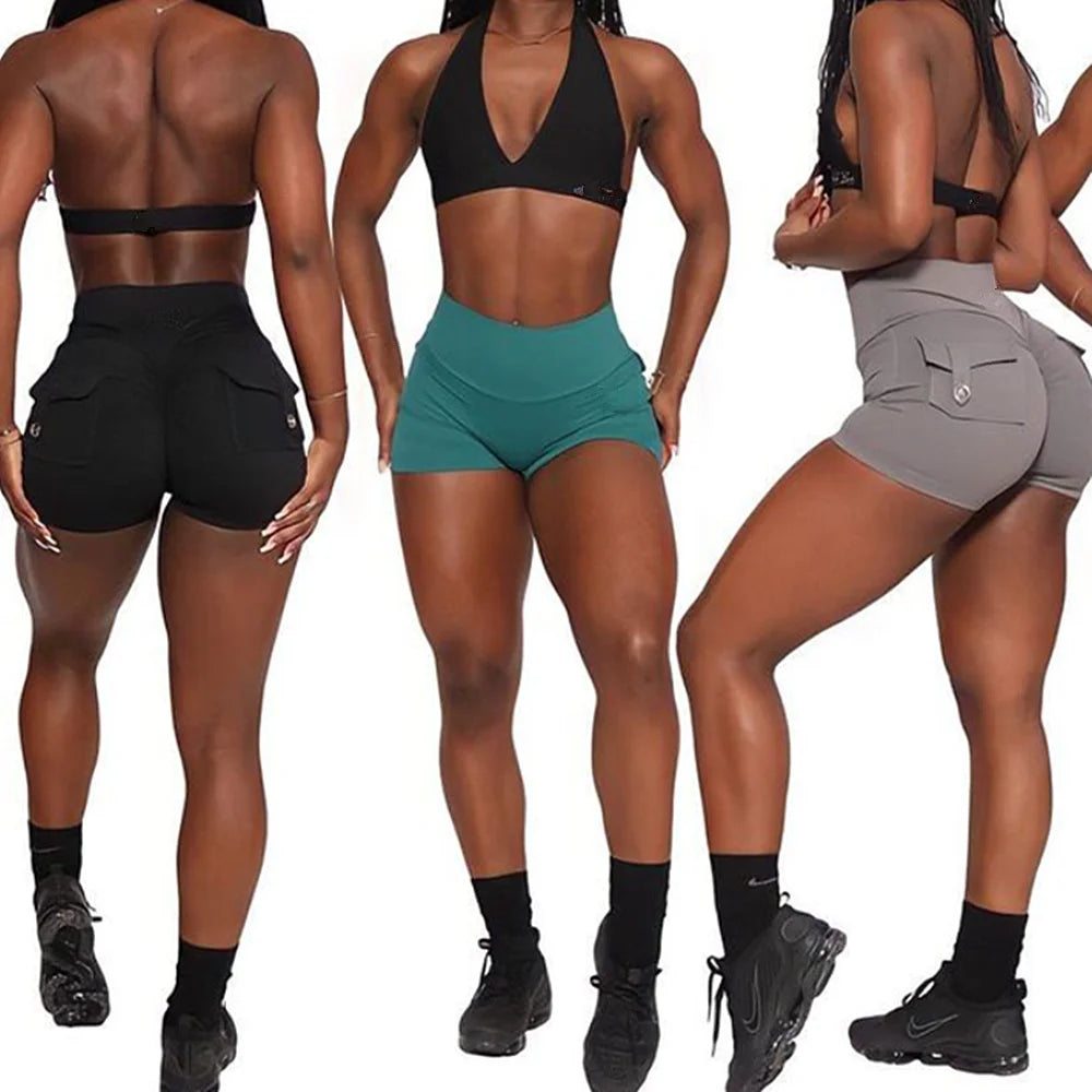 Scrunch Button Yoga Shorts