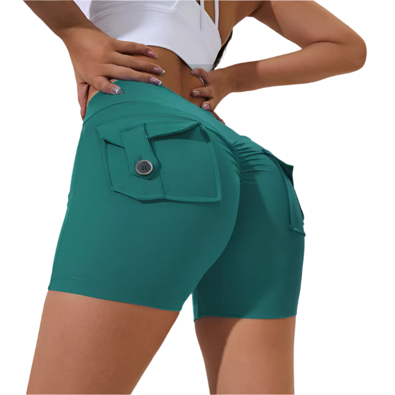 Scrunch Button Yoga Shorts