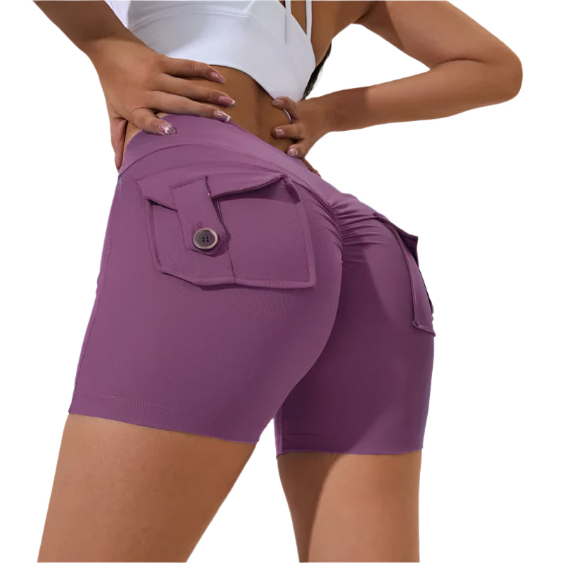 Scrunch Button Yoga Shorts