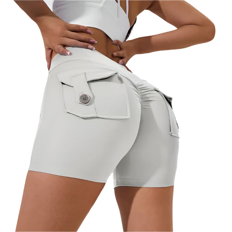 Scrunch Button Yoga Shorts