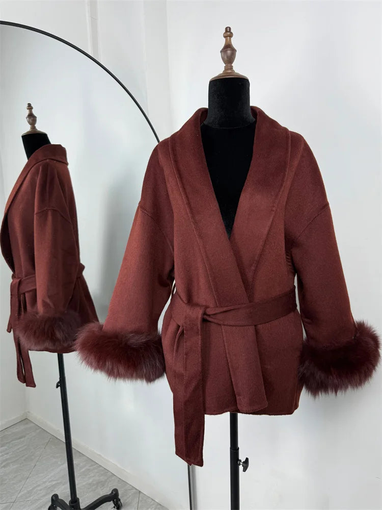 Tossy Fox Fur Wool Overcoat