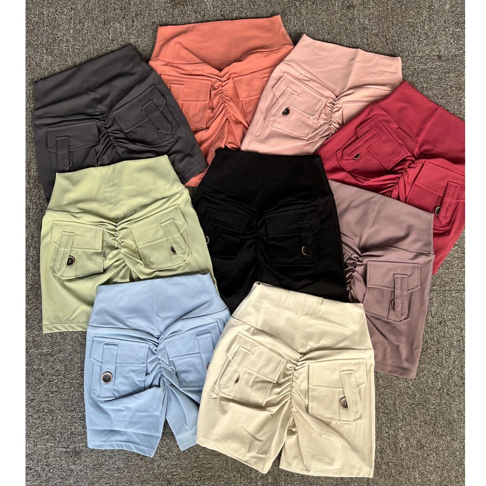 Scrunch Button Yoga Shorts
