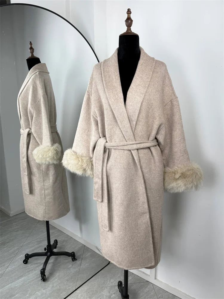 Tossy Fox Fur Wool Overcoat