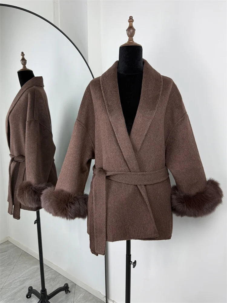 Tossy Fox Fur Wool Overcoat