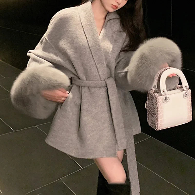 Tossy Fox Fur Wool Overcoat