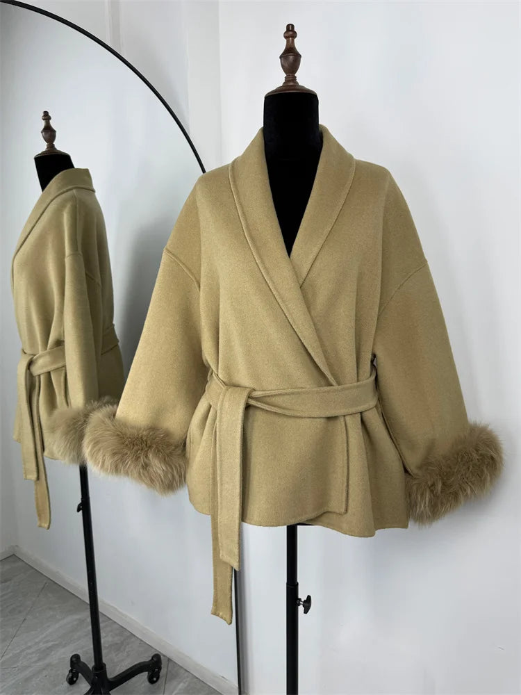 Tossy Fox Fur Wool Overcoat