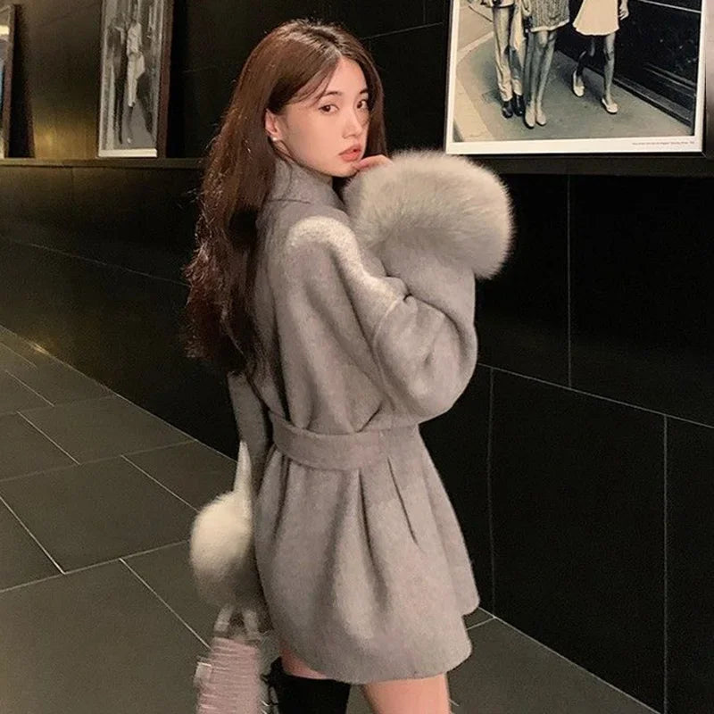 Tossy Fox Fur Wool Overcoat