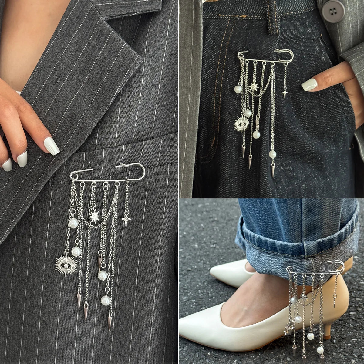 Fashion Evil Eye Pearl Brooch