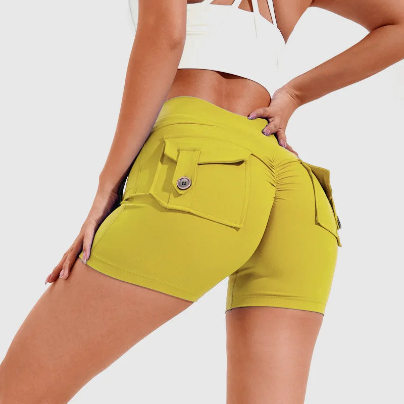 Scrunch Button Yoga Shorts