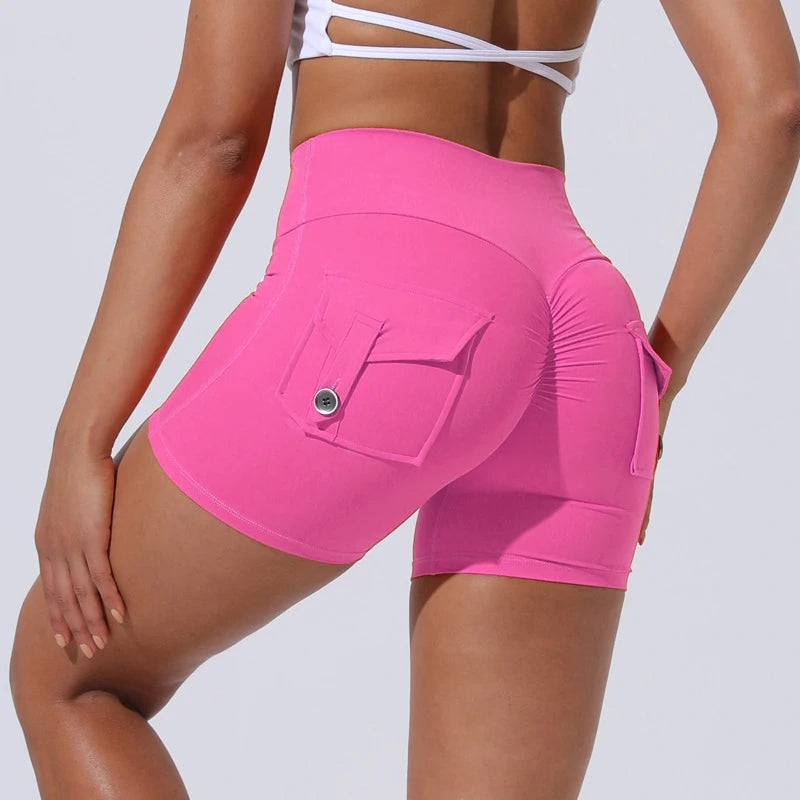 Scrunch Button Yoga Shorts