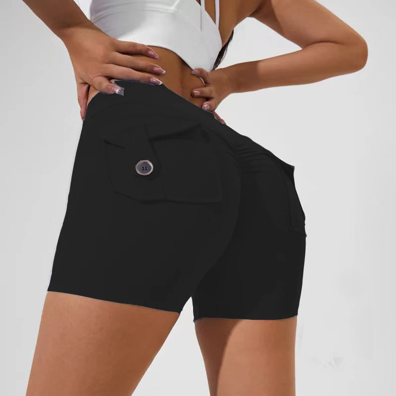 Scrunch Button Yoga Shorts
