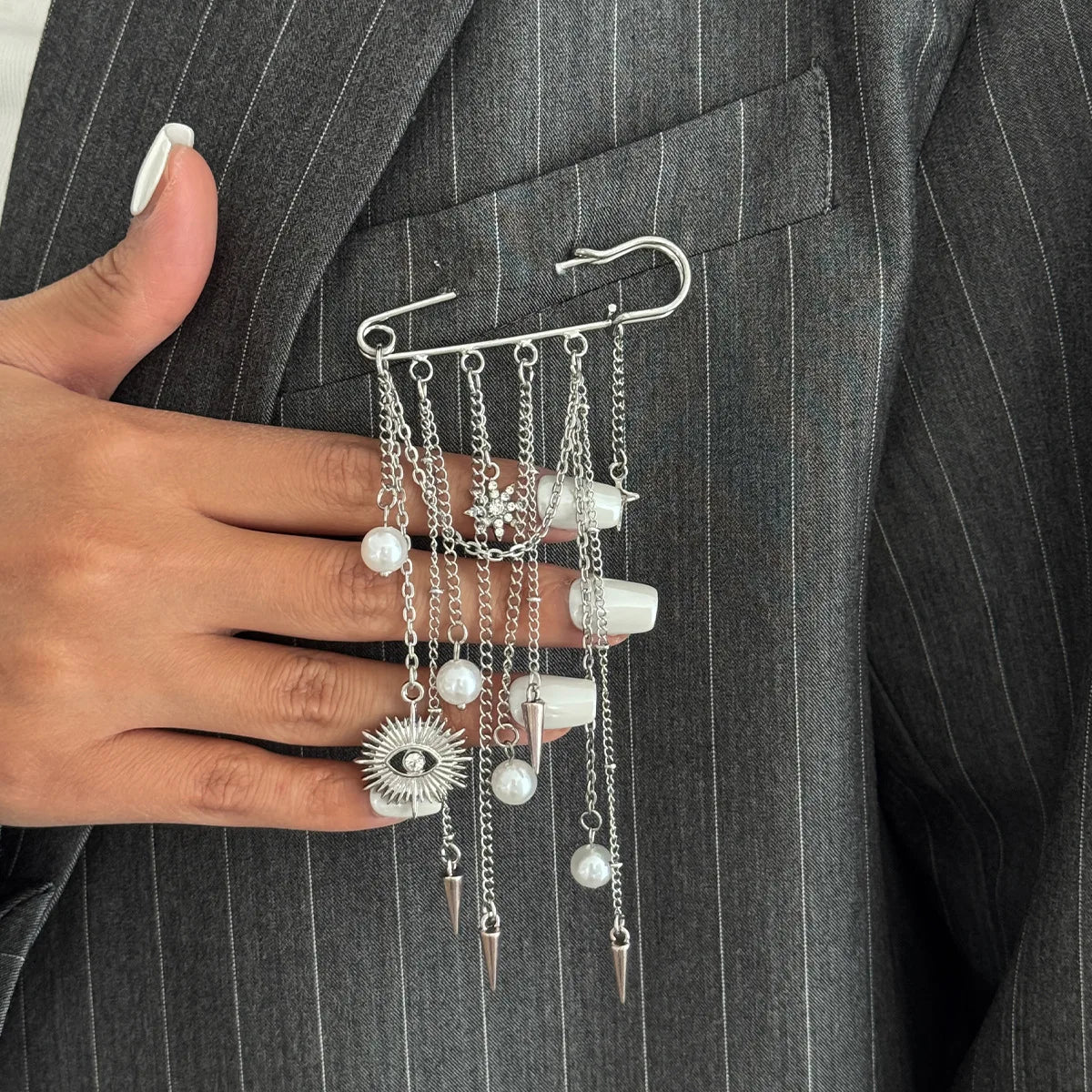 Fashion Evil Eye Pearl Brooch