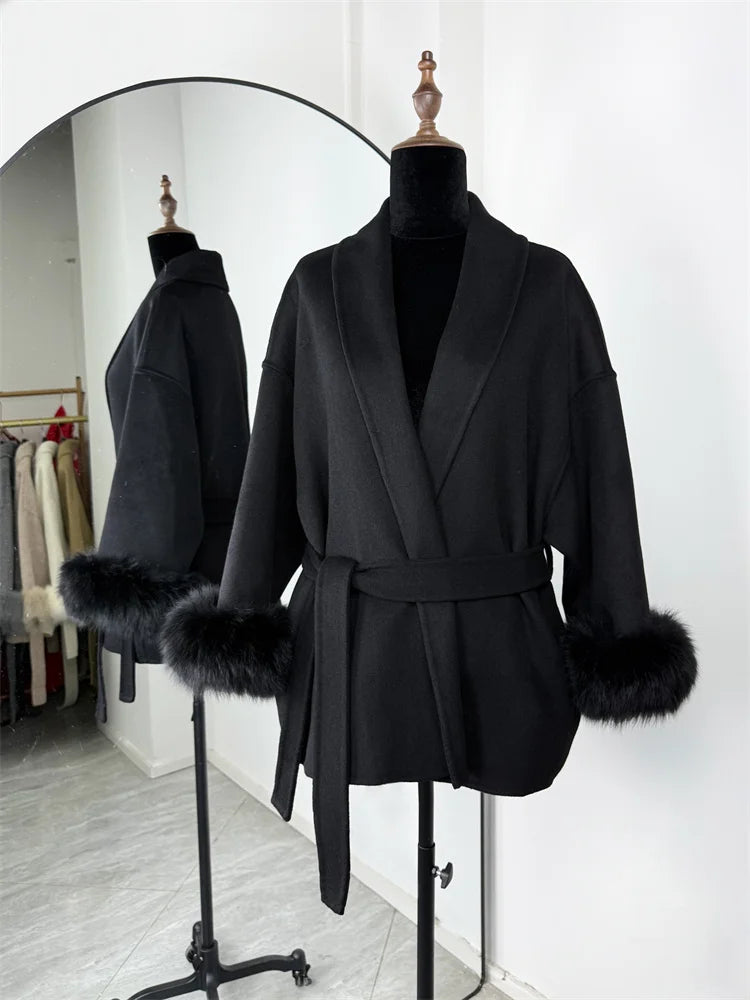 Tossy Fox Fur Wool Overcoat