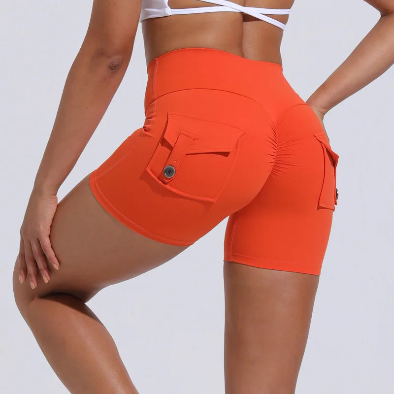 Scrunch Button Yoga Shorts