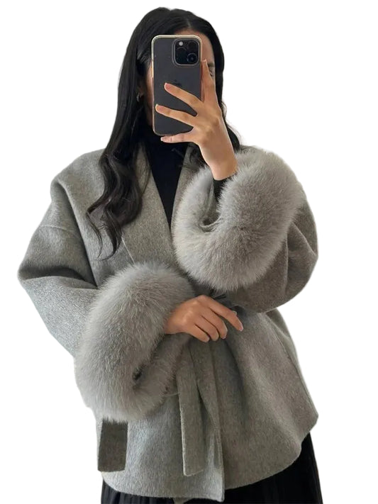 Tossy Fox Fur Wool Overcoat