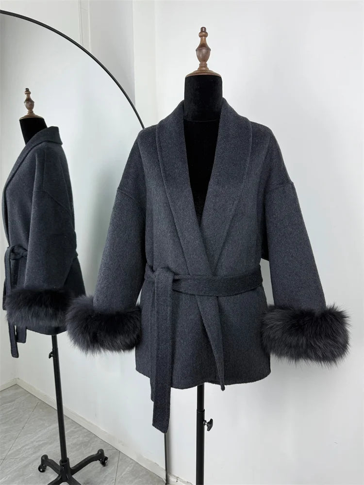 Tossy Fox Fur Wool Overcoat