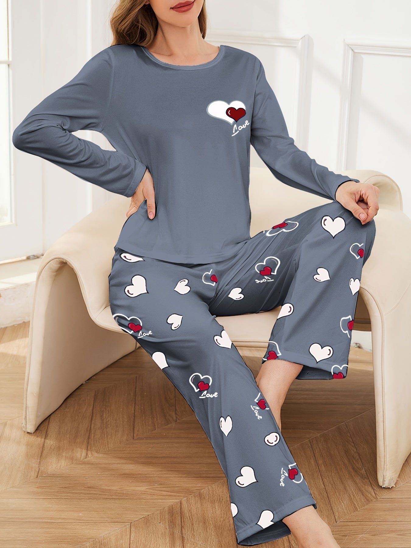 Juliette Warm Heart Print Pajama Set