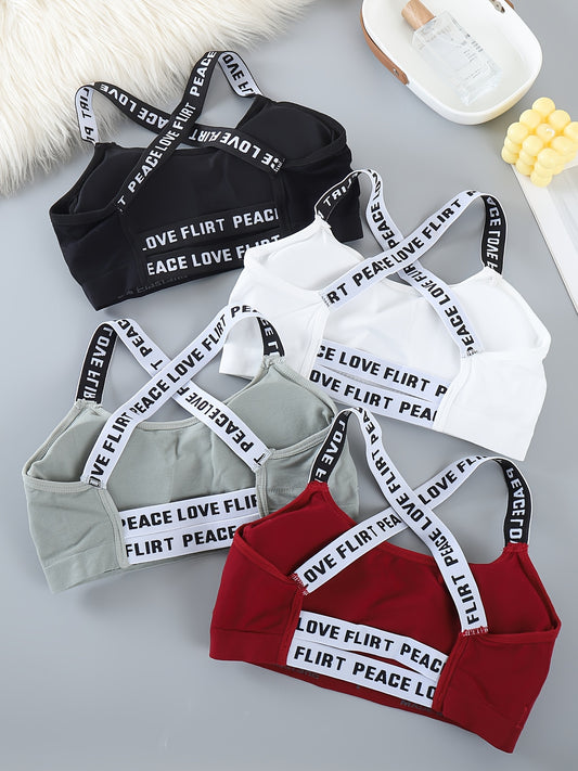 Chichy2 Set of 4 Lettered Sports Bras