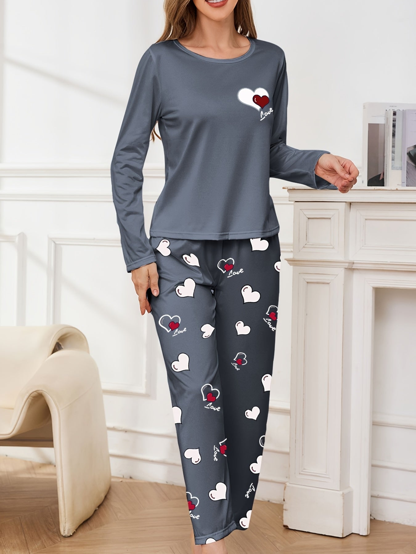 Juliette Warm Heart Print Pajama Set