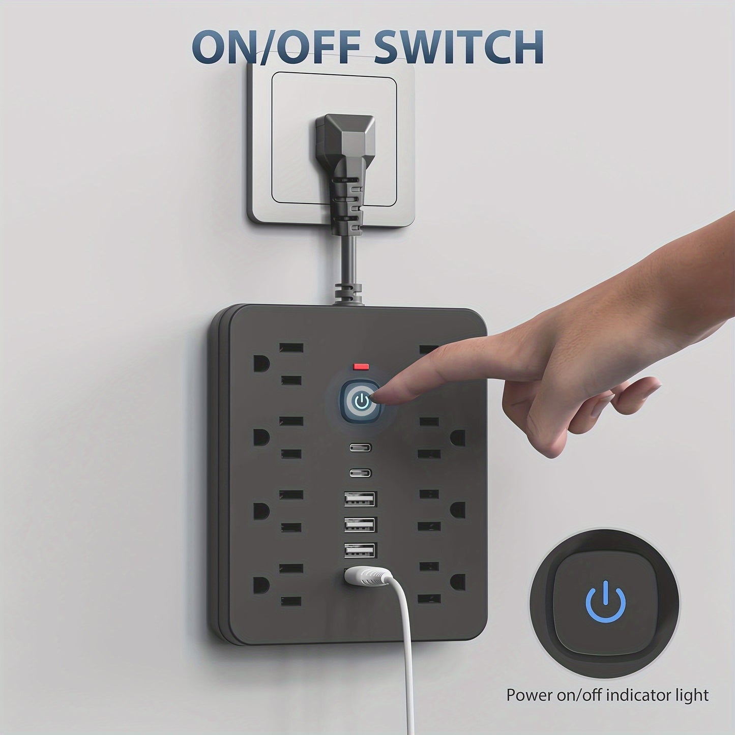 Power Strip with Surge Protection and One-Touch Control