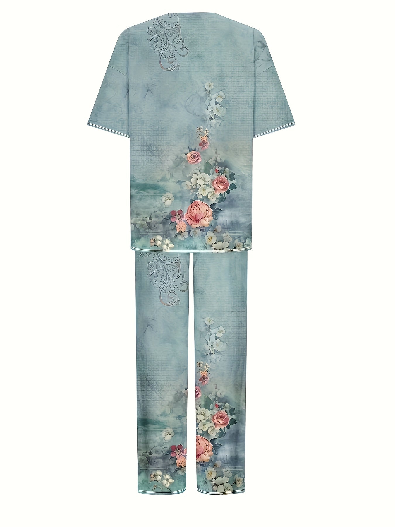 Kleio Blue Vintage Flower print 2 pcs set