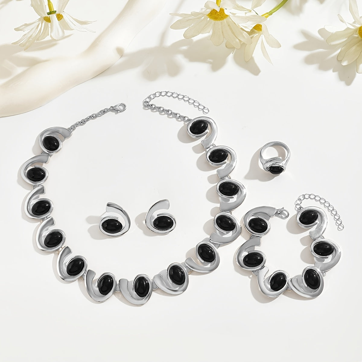 Jomana Necklace Earrings Bracelet Ring Set