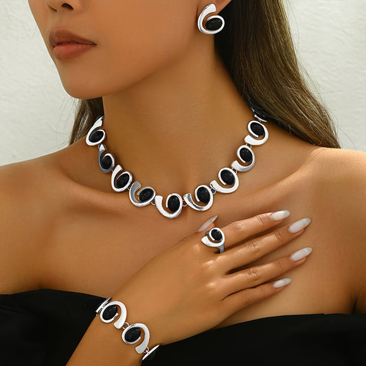 Jomana Necklace Earrings Bracelet Ring Set