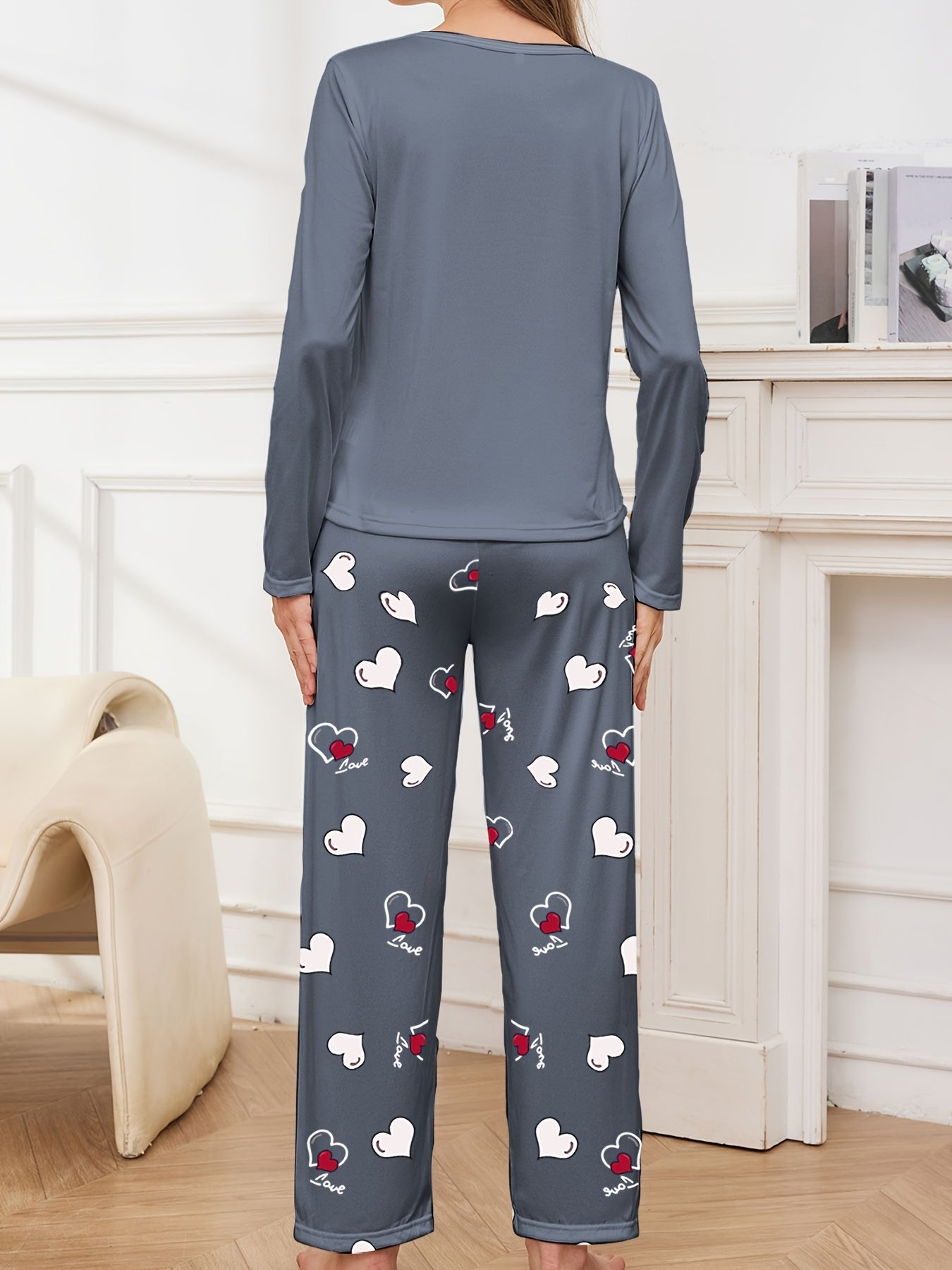 Juliette Warm Heart Print Pajama Set
