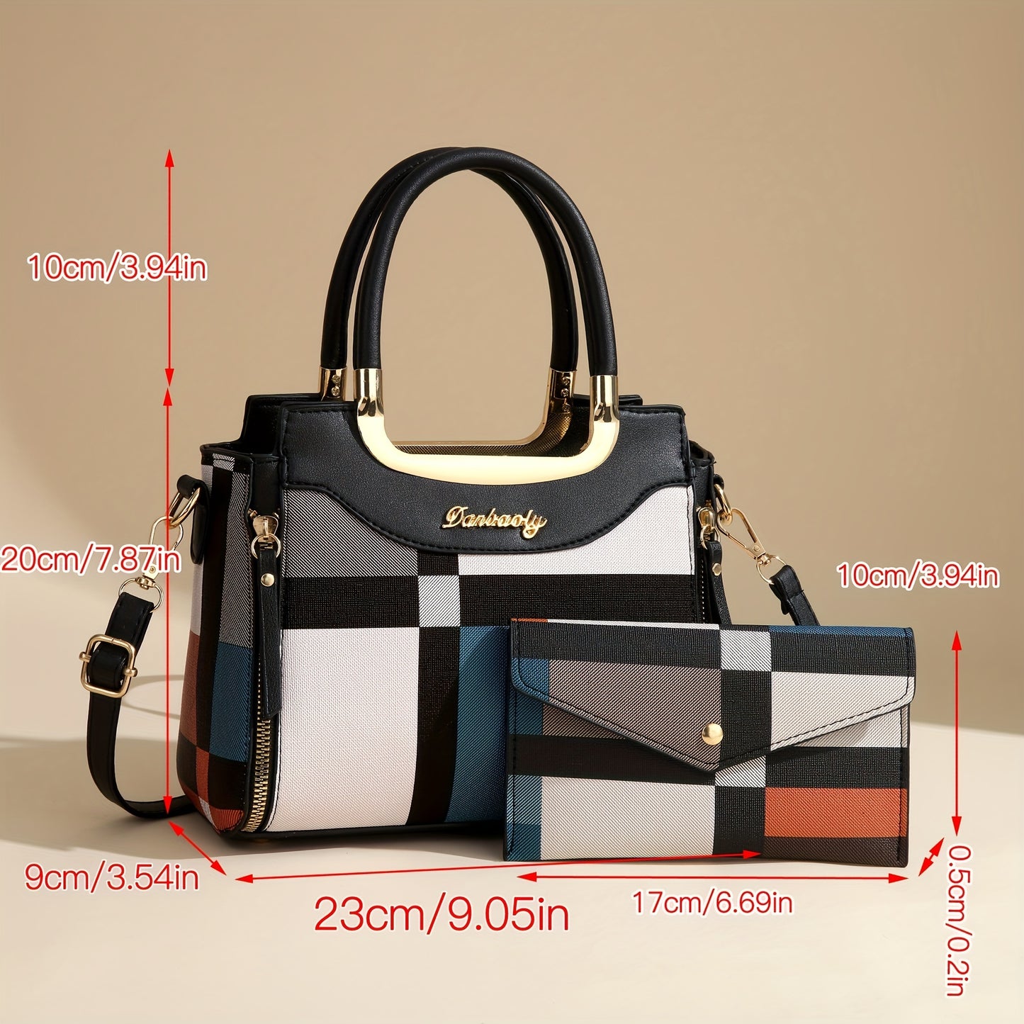 Nabila Top-Handle Satchel Bag with Matching Wallet Set